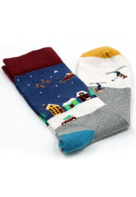 Șosete Bărbătești Organice Fără Cusătură ,albastre cu animatii , Engros